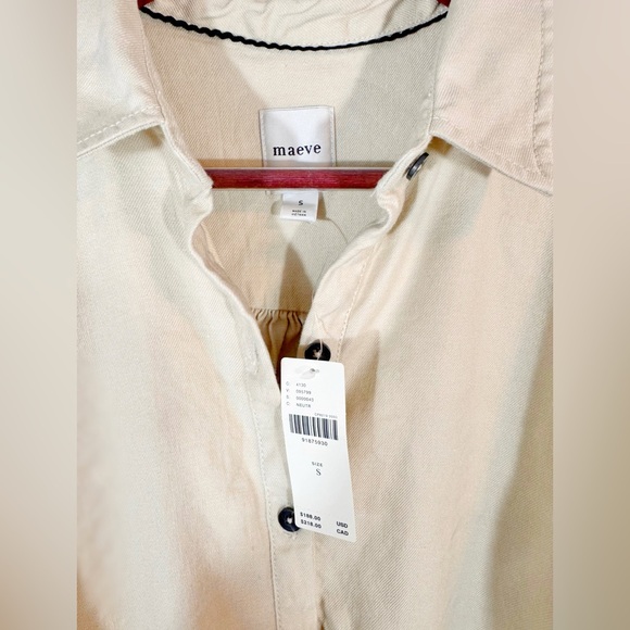 Anthropologie Maeve Collared Linen Blend  Button-Front Tassel Mini Dress Small - Picture 8 of 9